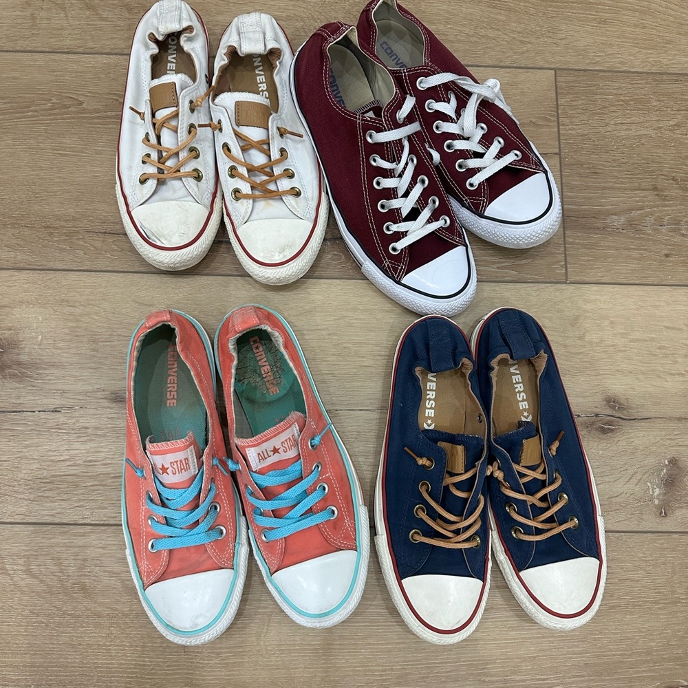 Converse All Star Sneakers in White, Red, Coral, and Navy